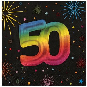 Serviette Âge Festicolor 50 ans 33 x 33 cm Sachet de 12 pièc