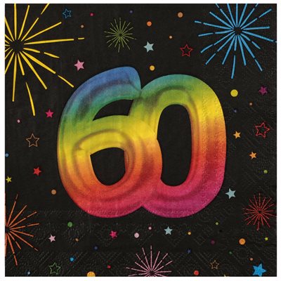Serviette Âge Festicolor 60 ans 33 x 33 cm Sachet de 12 pièc