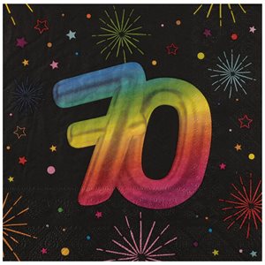Serviette Âge Festicolor 70 ans 33 x 33 cm Sachet de 12 pièc