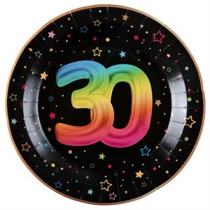 Assiette Âge Festicolor 30 ans 22.5 cm Sachet de 6 pièces