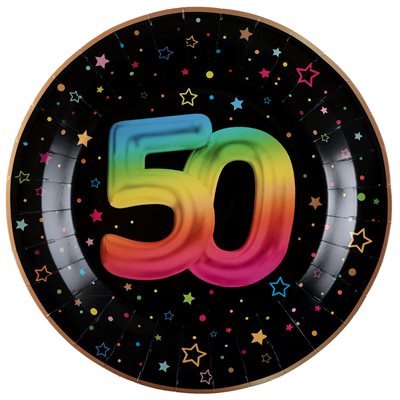 Assiette Âge Festicolor 50 ans 22.5 cm Sachet de 6 pièces Assiette Âge Festicolor 50 ans 22.5 cm Sachet de 6 pièces