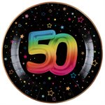Assiette Âge Festicolor 50 ans  22.5 cm Sachet de 6 pièces