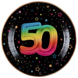 Assiette Âge Festicolor 50 ans 22.5 cm Sachet de 6 pièces