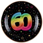 Assiette Âge Festicolor 60 ans  22.5 cm Sachet de 6 pièces