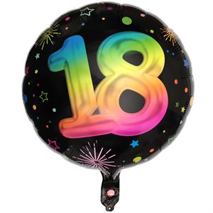 Ballon Alu Âge Festicolor 18 ans 45 cm. Hélium