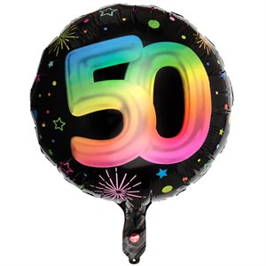 Ballon Alu Âge Festicolor 50 ans 45 cm. Hélium