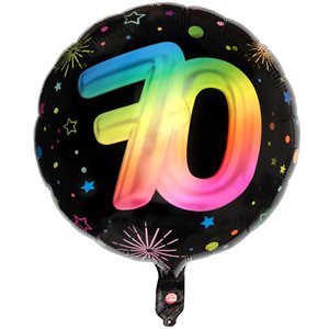 Ballon Alu Âge Festicolor 70 ans 45 cm. Hélium