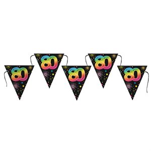 Banderole Âge Festicolor 80 ans 22 x 26 cm / 300 cm