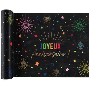 Chemin de table Anniversaire Festicolor Noir 30 cm Rouleau d