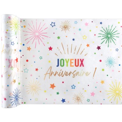 Chemin de table Anniversaire Festicolor Blanc 30 cm Rouleau