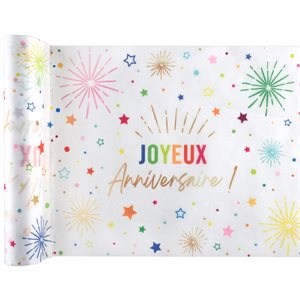 Chemin de table Anniversaire Festicolor Blanc 30 cm Rouleau