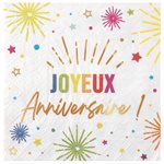 Serviette Anniversaire Festicolor Blanc 33 x 33 cm Sachet de