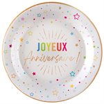 Assiette Anniversaire Festicolor Blanc 22.5 cm Sachet de 6 p