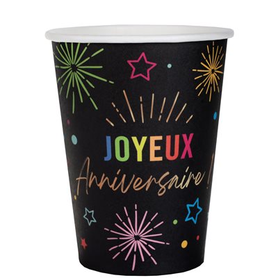 Gobelet Anniversaire Festicolor Noir 7.8 x 9.7 cm / 27cl Sa Gobelet Anniversaire Festicolor Noir 7.8 x 9.7 cm / 27cl Sa
