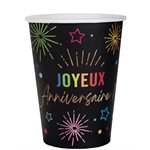 Gobelet Anniversaire Festicolor Noir  7.8 x 9.7 cm  /  27cl Sa