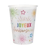 Gobelet Anniversaire Festicolor Blanc  7.8 x 9.7 cm  /  27cl S
