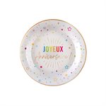Petite assiette Anniversaire Festicolor Blanc  17.5 cm Sache
