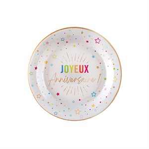 Petite assiette Anniversaire Festicolor Blanc 17.5 cm Sache