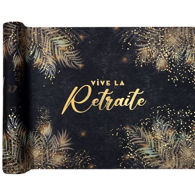 Chemin de table Retraite dorée Noir + / - 30 cm Rouleau de 2.5