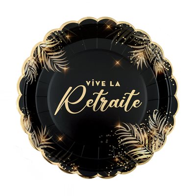 ASSIETTE RETRAITE DOREE Noir 23 cm Sachet de 6 pièces
