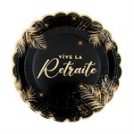 ASSIETTE RETRAITE DOREE Noir  23 cm Sachet de 6 pièces