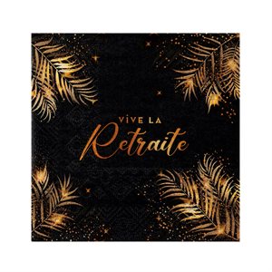 Petite serviette Retraite Dorée Noir 25 x 25 cm Sachet de 12