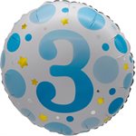"18"" Age 3 Blue Dots Balloon Airise"