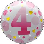 "18"" Age 4 Pink Dots Balloon Airise"