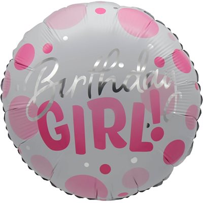 "18"" Birthday Girl Pink Dots Balloon Airise" "18"" Birthday Girl Pink Dots Balloon Airise"
