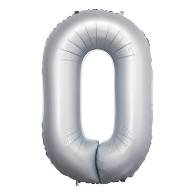 "Ballon Airise Chiffre 0 Blanc Chromé 34""" "Ballon Airise Chiffre 0 Blanc Chromé 34"""