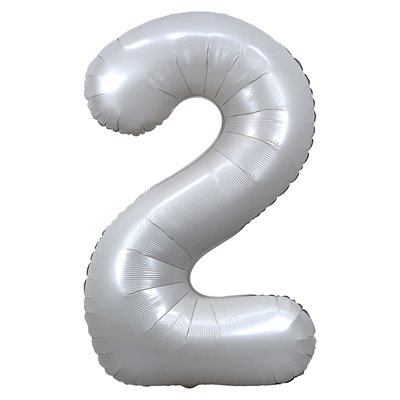 "Ballon Airise Chiffre 2 Chromé Blanc 34""" "Ballon Airise Chiffre 2 Chromé Blanc 34"""