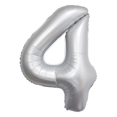 "Ballon Airise Chiffre 4 Blanc Chromé 34""" "Ballon Airise Chiffre 4 Blanc Chromé 34"""