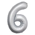 "Ballon Airise Chiffre 6 Chromé Blanc 34"""