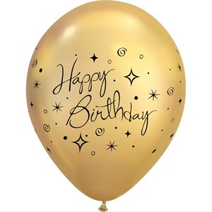 B.11'' HAPPY BIRTHDAY CHROME GOLD WITH BLACK INK P / 50