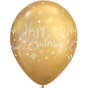 B.11'' HAPPY BIRTHDAY CHROME GOLD WITH WHIT INK P / 50