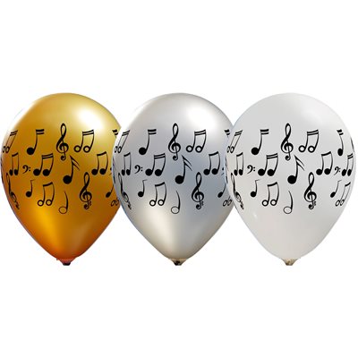 B.12'' NOTES DE MUSIQUE BLANC / ARGENT / OR P / 50 A / A