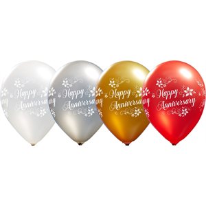 B.12'' Happy Anniversary white perle ass.special p / 50